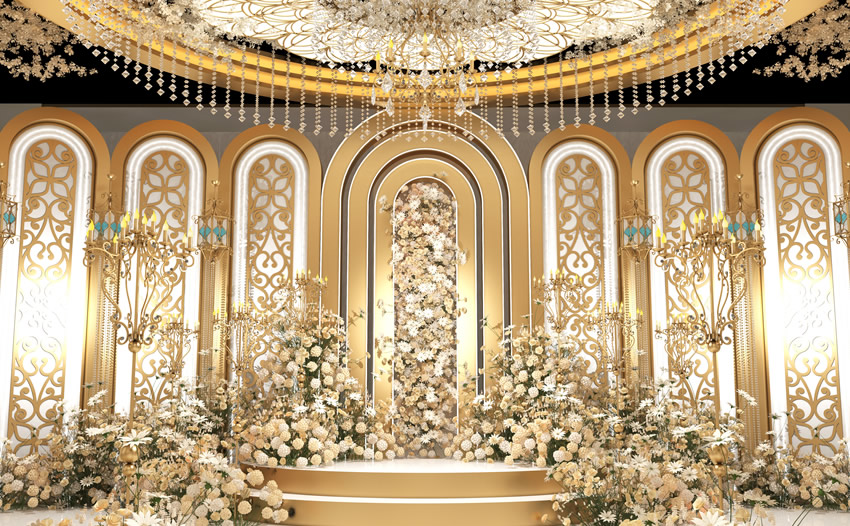 舞阳香槟色调婚礼堂效果展示